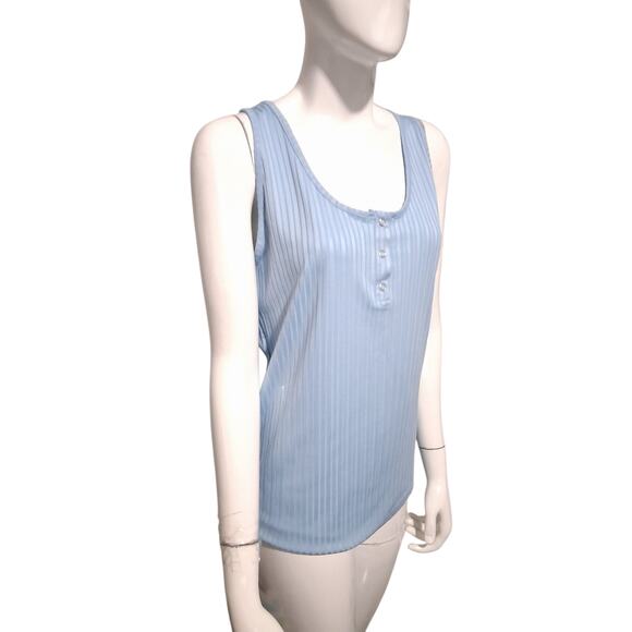 ICHI Quiet Luxury Ribbed Snap Women's size Large Old Money Sleeveless Casual Top - Picture 4 of 13